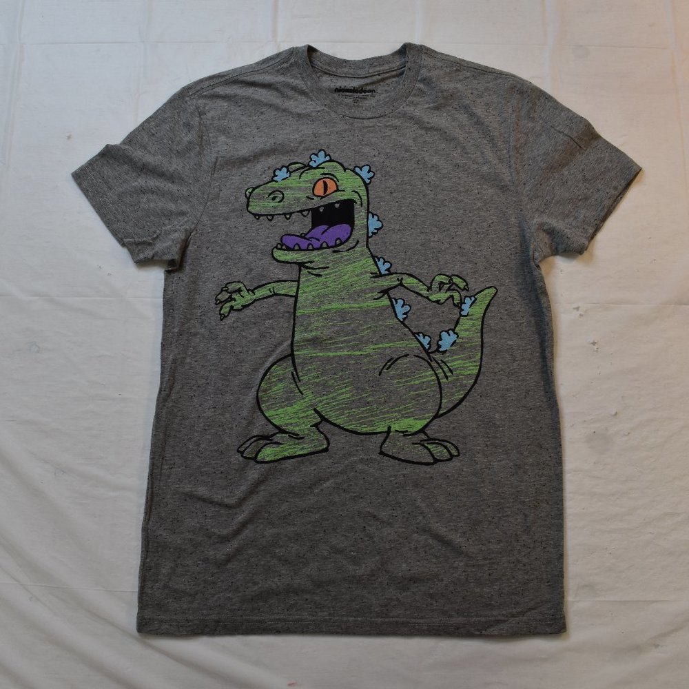 Nickelodeon Mens Rugrats Reptar Speckled Gray Shirt New